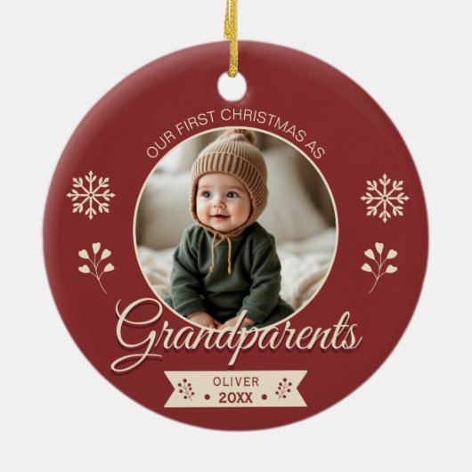 Grandparents First Christmas Photo Keramisch Ornament (Achterkant)