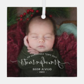 Grandparents First Christmas Photo White Script Glas Ornament (Achterkant)