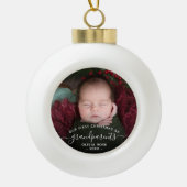 Grandparents First Christmas Photo White Script Keramische Bal Ornament (Voorkant)