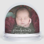 Grandparents First Christmas Photo White Script Sneeuwbol (Voorkant)