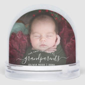 Grandparents First Christmas Photo White Script Sneeuwbol (Achterkant)