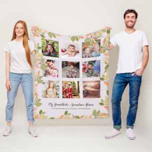GRANDPARENTS FOTO GIFTS - AUTUMN FALL LEAVES FLEECE DEKEN