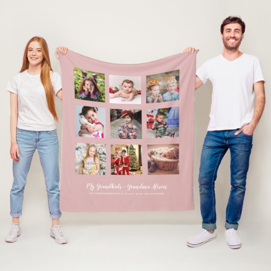 GRANDPARENTS FOTO GIFTS - Blush Pink Fleece Deken (In situ)