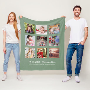 GRANDPARENTS FOTO GIFTS - Green Fleece Blanket