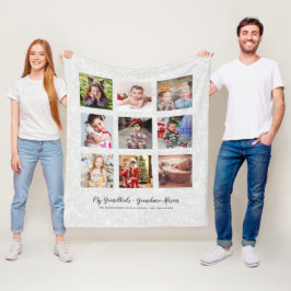 GRANDPARENTS FOTO GIFTS - Zilver grijs glitter Fleece Deken