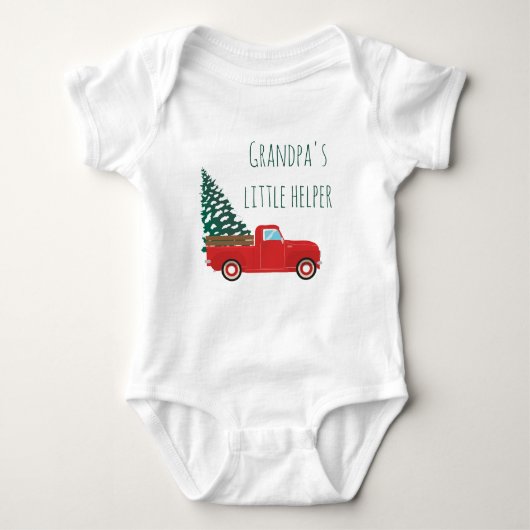 Grandpas Little Helper Pickup Truck-kerstboom Romper (Voorkant)