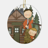 Grandpas Little Hunter Rustic Log Cabin Keramisch Ornament (Links)