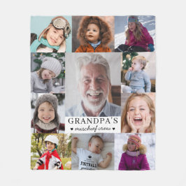 Grandpa's Mischief Crew Photo Collage Keepsake Fleece Deken