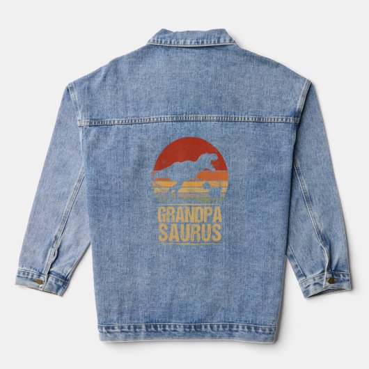 Grandpasaurus rex familie dinosaurus rex dino vade denim jacket (Achterkant)