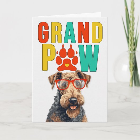 GrandPAW Airedale GrandDOG Grootouders Dag Feestdagen Kaart (Voorkant)