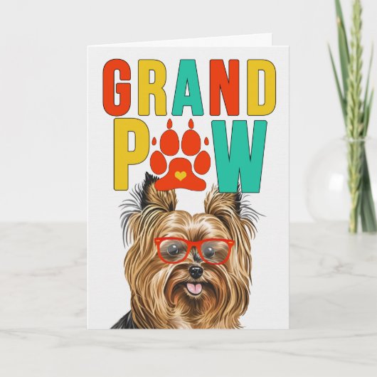 GrandPAW Biewer Terrier GrandDOG Grootouders Dag Feestdagen Kaart (Voorkant)