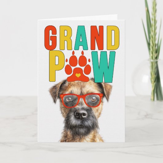 GrandPAW Border Terrier GrandDOG Grootouders Dag Feestdagen Kaart (Voorkant)