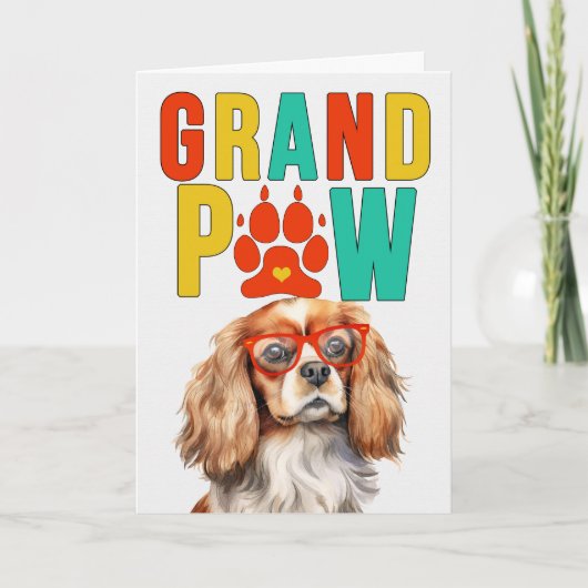 GrandPAW Cavalier King GrandDOG Grootouders Dag Feestdagen Kaart (Voorkant)