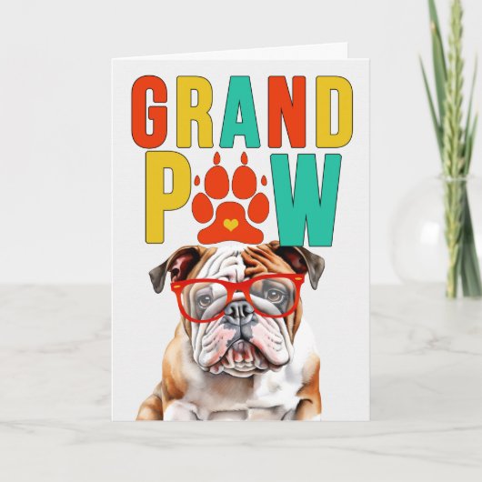 GrandPAW Engels Bulldog GrandDOG Grootouders Dag Feestdagen Kaart (Voorkant)