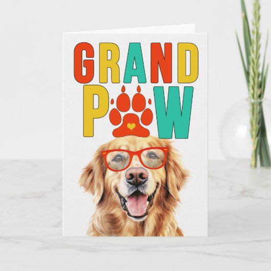 GrandPAW Golden Retriever GrandDOG Grootouderdag Feestdagen Kaart (Voorkant)