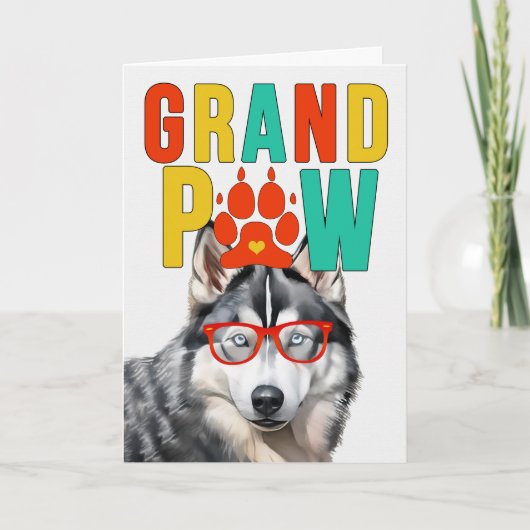 GrandPAW Husky GrandDOG Grootouders Dag Feestdagen Kaart (Voorkant)