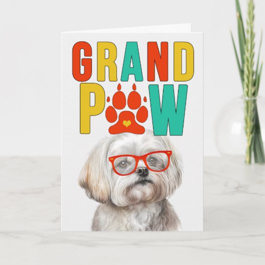GrandPAW Maltese GrandDOG Grootouders Dag Feestdagen Kaart (Voorkant)
