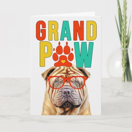 GrandPAW Shar Pei GrandDOG Grootouders Dag Feestdagen Kaart (Voorkant)