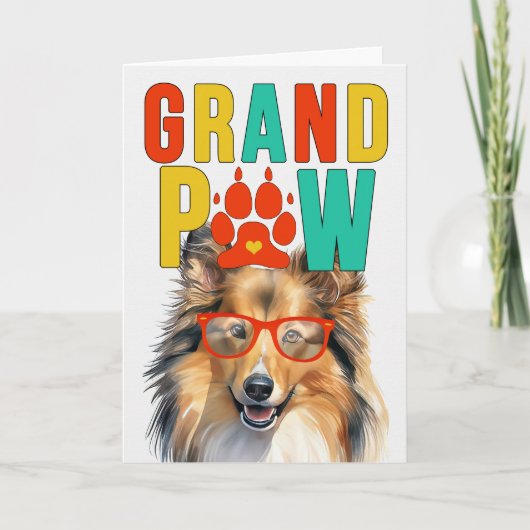 GrandPAW Shetland GrandDOG Grootouders Dag Feestdagen Kaart (Voorkant)