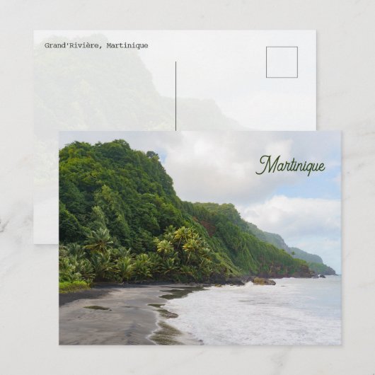 Grand'Rivière Martinique Black Sand Beach Nature Briefkaart (Voorkant / Achterkant)