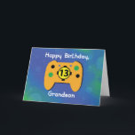 Grandson 13 jaar oude 'Birthday Gamer Controller' Kaart<br><div class="desc">Voor je 13-jarige kleinzoon staat deze spelcontroller vooraan. Het centrum van de controlemechanisme is nummer 13 voor zijn 13de verjaardag! Kracht op en niveau - met deze leuke verjaardagskaart voor de gamer.</div>