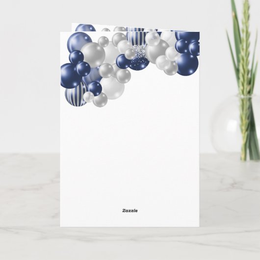 Grandson 15th Birthday Navy Balloon Kaart (Achterkant)