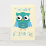 Grandson 2e verjaardag, Owl, blauw, groen Kaart<br><div class="desc">Blauwe en groene schattige cartoon is de wijze om te weten dat je kleinzoon twee wordt. Ik wens hem een gelukkige tweede verjaardag met deze leuke vogelkaart!</div>