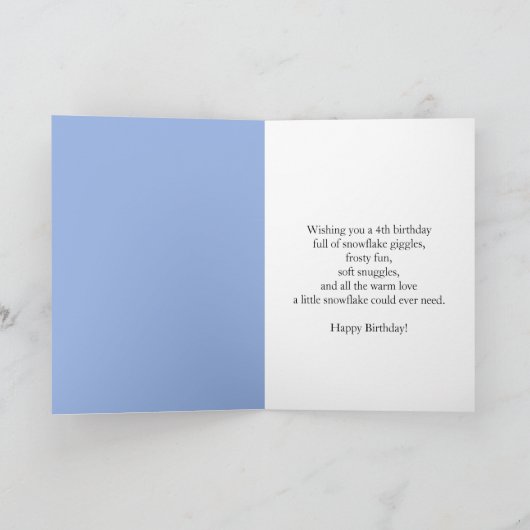 Grandson 4th Birthday Snowman with Snowy Four Kaart (Binnen)