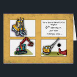 Grandson 6th Birthday Trucks<br><div class="desc">Bouwwagens werken hard om je kleinzoon een gelukkige zesde verjaardag te sturen! De achtergrond ziet eruit alsof het smerig is, waardoor die werkwagen zich voelt. Laat hem weten dat je hem echt graaft.</div>