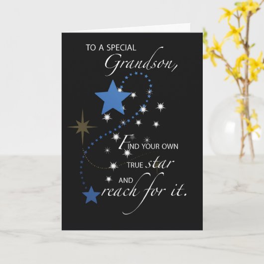 Grandson Afstuderen Star Gefeliciteerd Kaart (Gele Bloem)