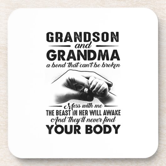 Grandson and grandma bond that cant be broken gift bier onderzetter (Voorkant)