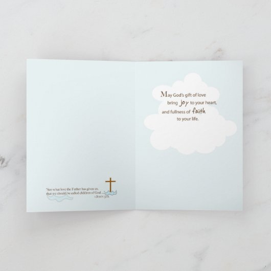 Grandson Baptism Card met Noah's Ark, Blue Kaart (Binnen)