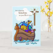 Grandson Baptism Card met Noah's Ark, Blue Kaart (Gele Bloem)