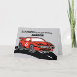 Grandson Birthday 6 Red Sports Car Kaart<br><div class="desc">Let op dat hij voor vreugde springt zodra hij deze rode sportkaart voor zijn zesde verjaardag ontvangt. Wat hem nog meer zal doen opstaan is het feit dat zijn naam op de voorpagina staat. Kom dit nu aanpassen en beveilig je kopie om je schattige kleinzoon te geven.</div>