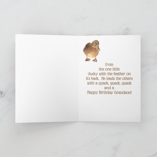 Grandson Birthday Fun Ducky Quack Quack Kaart (Binnen)