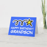 Grandson Birthday-kaart Kaart<br><div class="desc">Grootzoon Birthday kaart met heldere ster.</div>