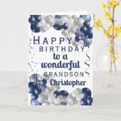 Grandson Birthday Navy Balloon Kaart (Gele Bloem)