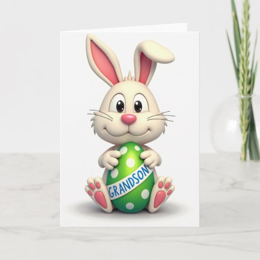 Grandson Bunny Egg Greeting Card Kaart (Voorkant)