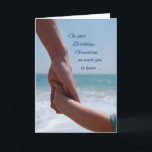 Grandson Child Birthday Holding Handen op strand Kaart<br><div class="desc">Maak van je kleinzoon's verjaardag een gelukkige dag omdat je liefde voor hem uitdrukt en hem het gevoel geeft dat hij gekoesterd is met deze kaart die een grootouder toont die de hand van zijn kleinzoon vasthoudt.</div>