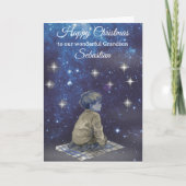 Grandson Christmas Card – Starry Night  Kaart (Voorkant)