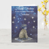 Grandson Christmas Card – Starry Night  Kaart (Gele Bloem)