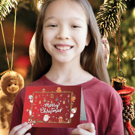 Grandson, Cute Reindeer en Snowman Kerstmis Kaart