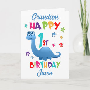 Grandson Dinosaur 1ste verjaardag Kaart