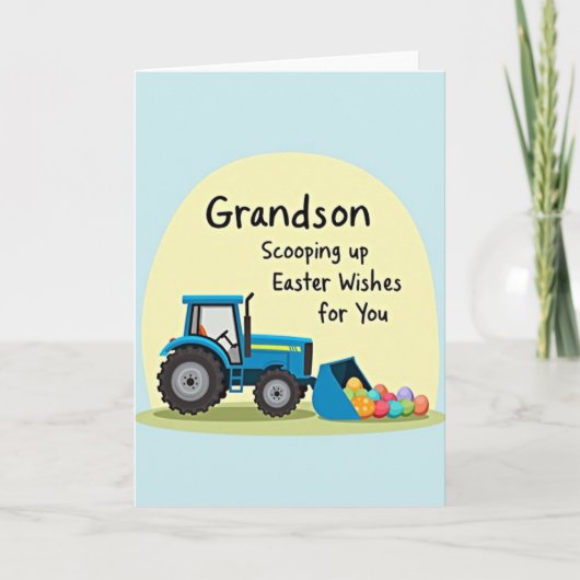 Grandson Easter Wishes Tractor Card Kaart (Voorkant)