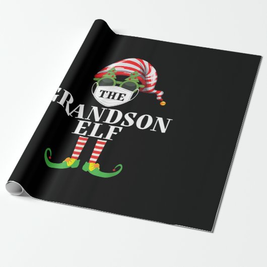 Grandson Elf Matching Kerstmis Cadeaupapier (Uitgerold)