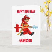 GRANDSON EN MIJN FAVORIETE FIREMAN OP BIRTHDAY KAART (Gele Bloem)