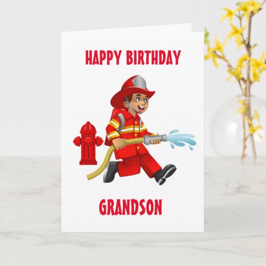 GRANDSON EN MIJN FAVORIETE FIREMAN OP BIRTHDAY KAART (Gele Bloem)