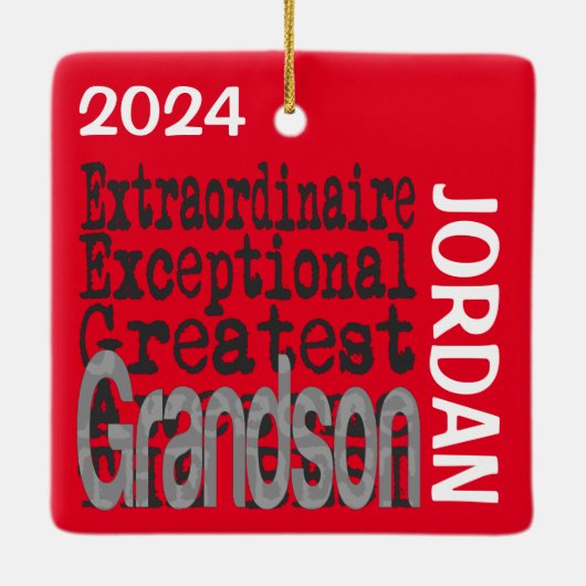 Grandson Extraordinaire CUSTOM Keramisch Ornament (Achterkant)