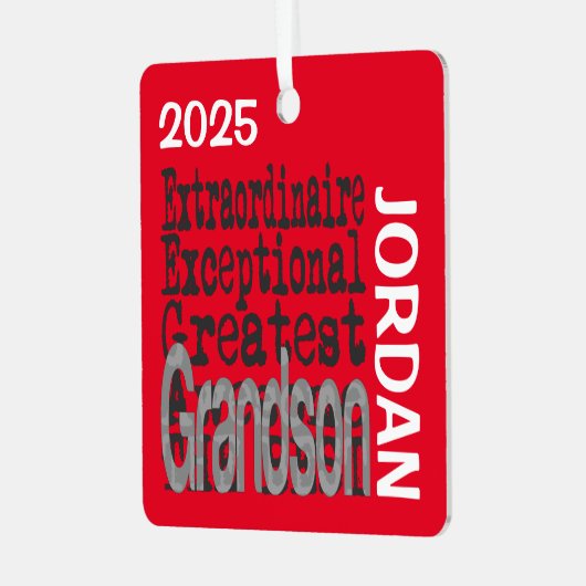 Grandson Extraordinaire CUSTOM Metalen Ornament (Voorkant links)