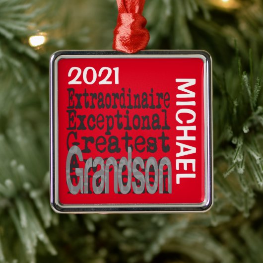 Grandson Extraordinaire CUSTOM Metalen Ornament (Boom)